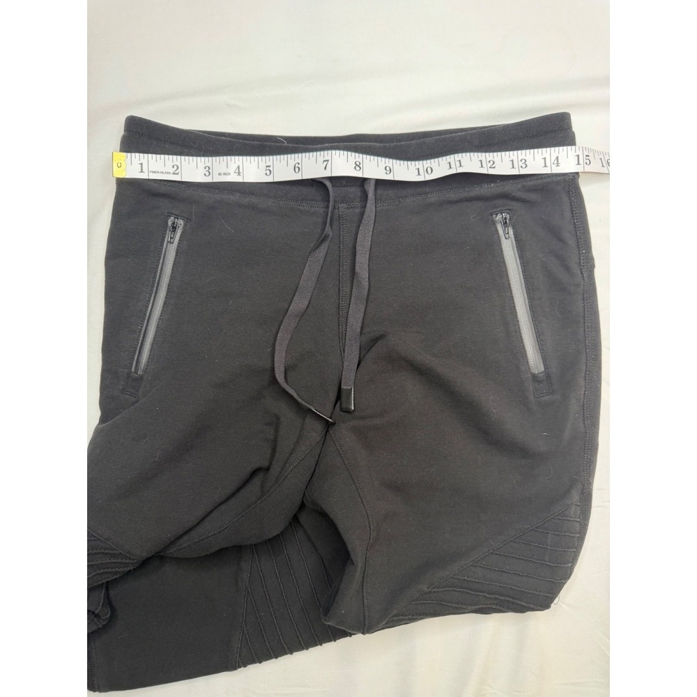 Alo Yoga Moto Jogger Pants Womens XS Black Ribbed Zip Pockets Drawstring Lounge - Picture 11 of 12